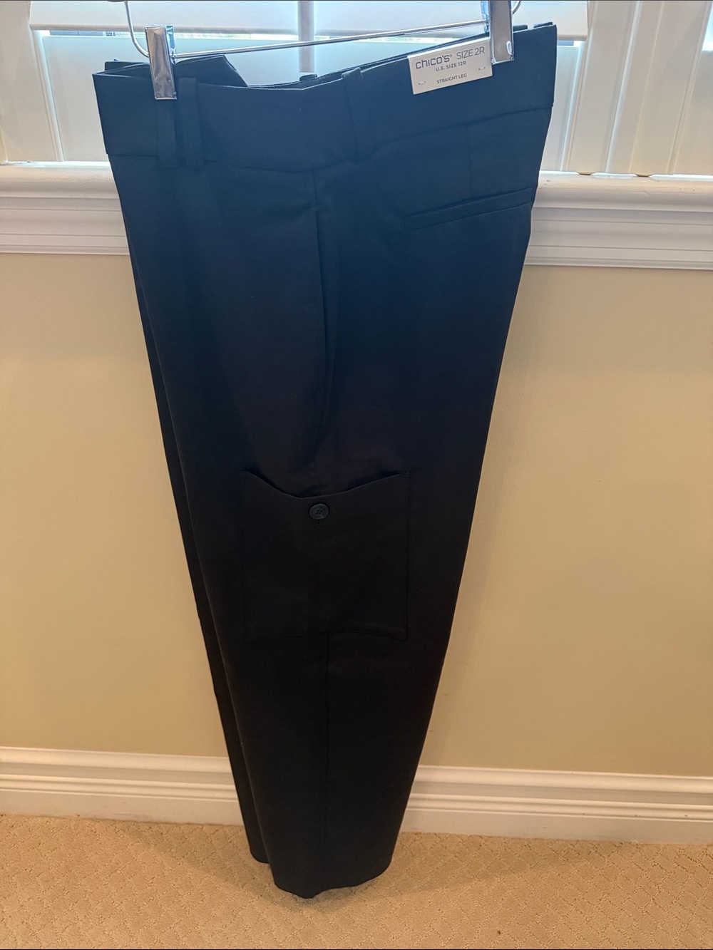 Chico's Black Straight-Leg Cargo Pocket Trousers